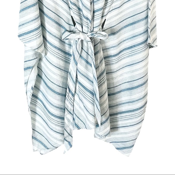 Chaser Beachy Linen Lace-up Dolman Stripe Hooded Tunic Dress Cover Up Size M NWT - Picture 6 of 10